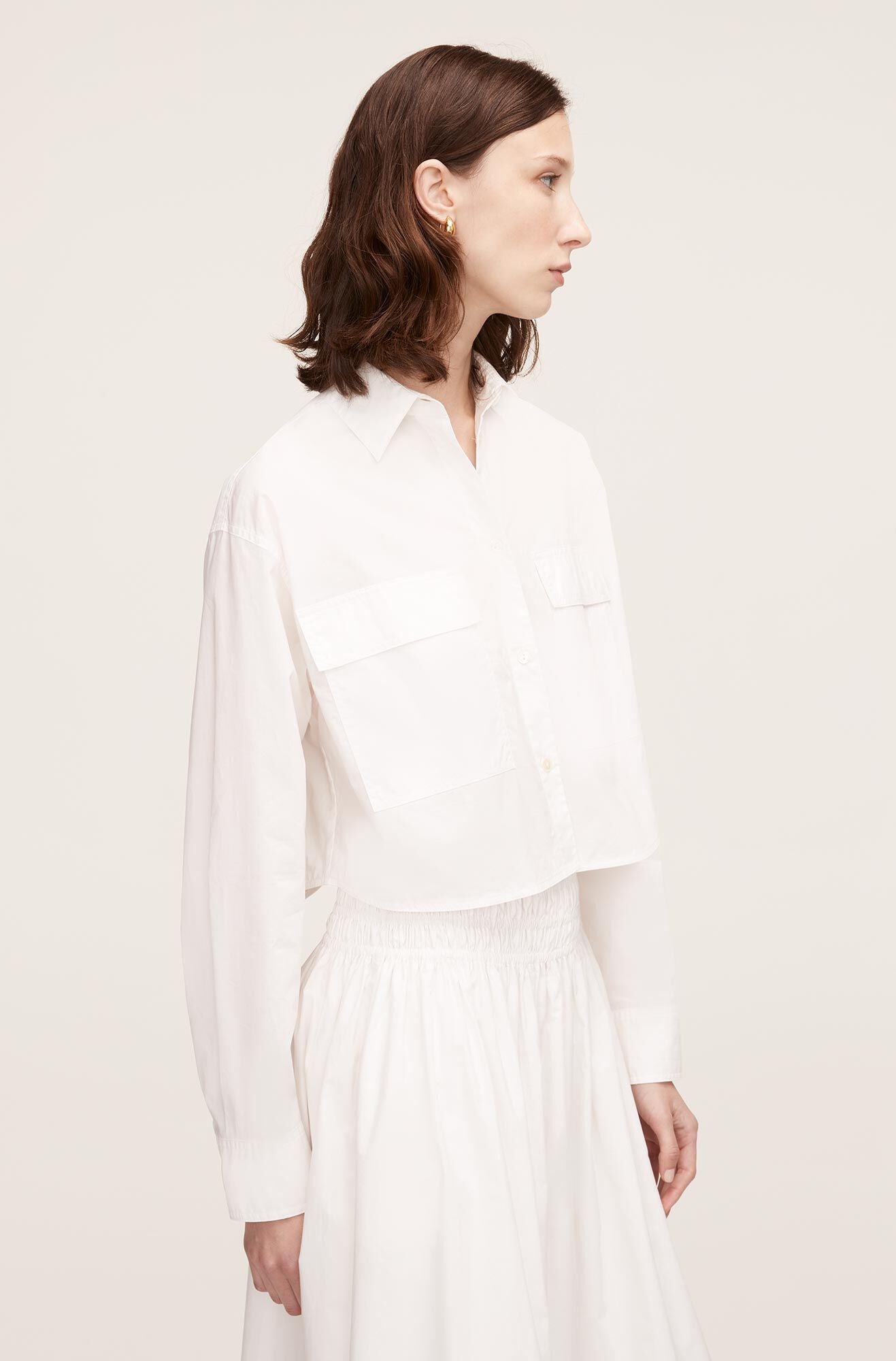  Poplin Long Sleeve Blouse in Full Moon by Rebecca Taylor