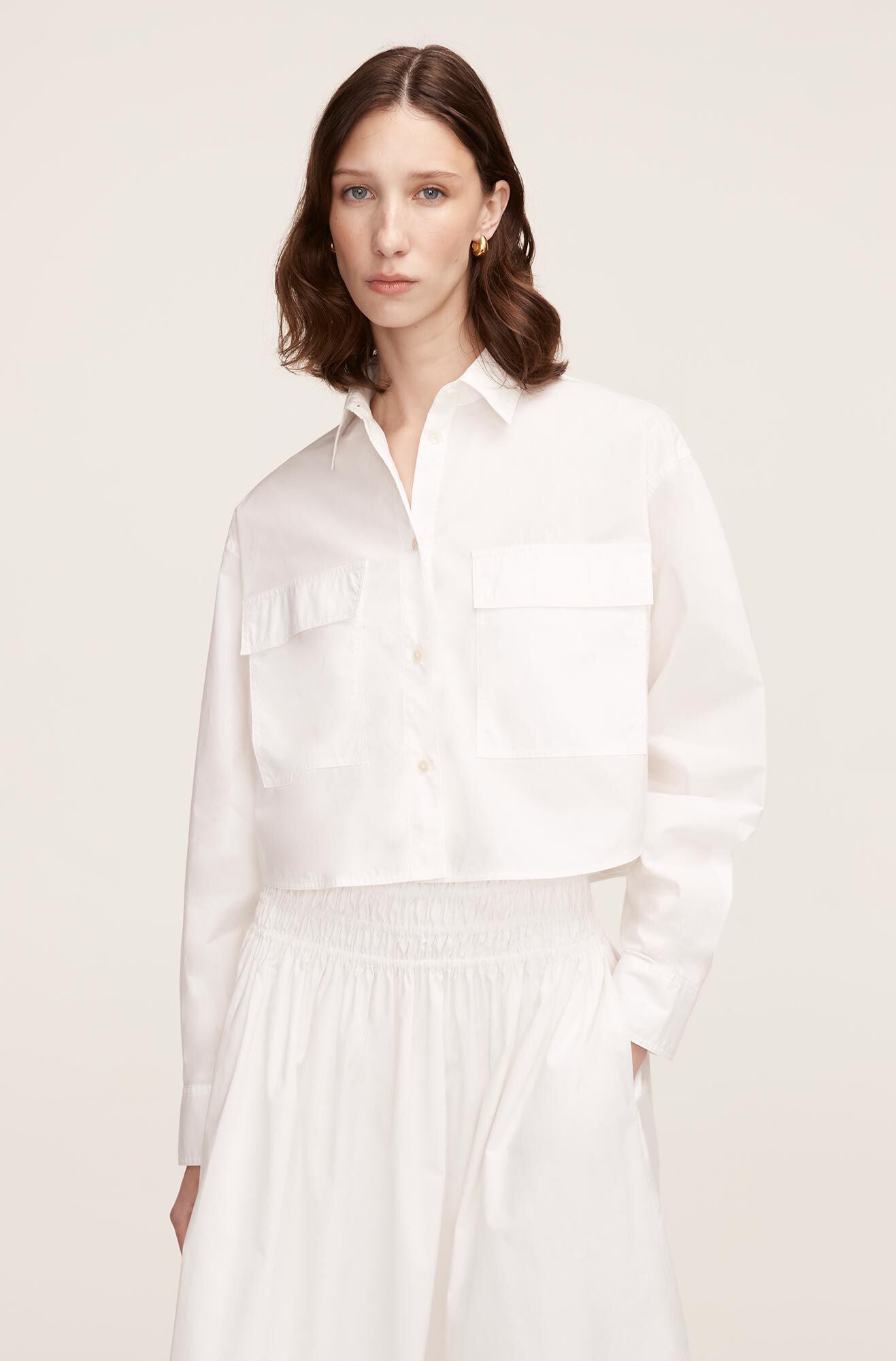  Poplin Long Sleeve Blouse in Full Moon by Rebecca Taylor