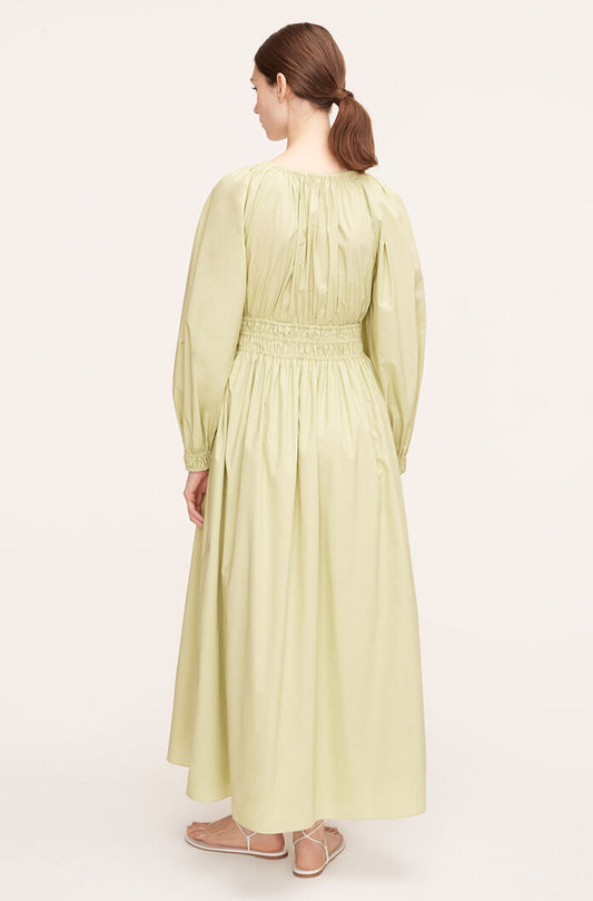 Rebecca Taylor Poplin Smocked Waist Dress Matcha M