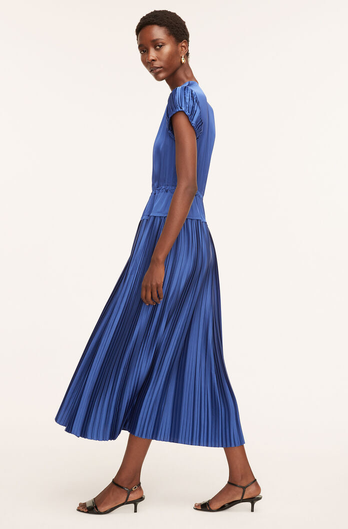 Pleated Sleeve Dress - Cobalt / XS