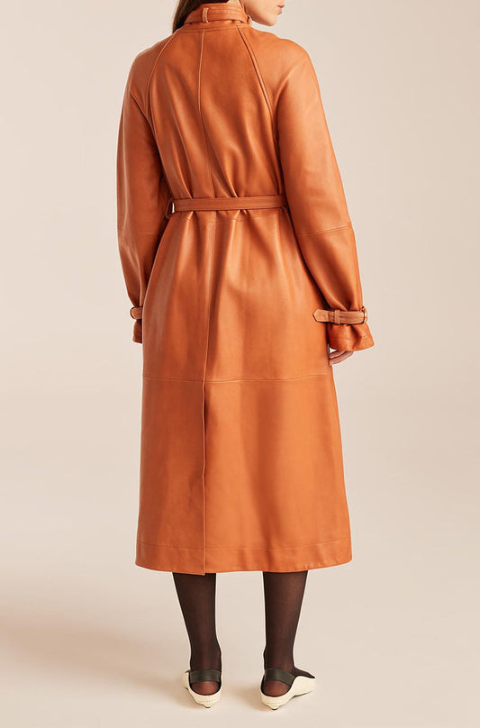 Slim Leather Trench Coat