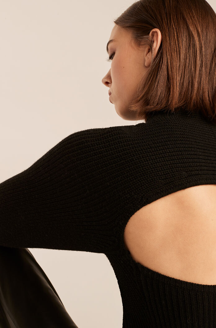 Backless Mock Neck