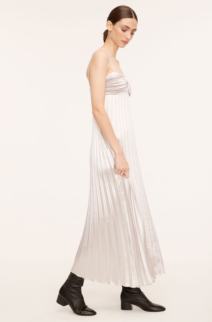 Lamé Pleated Dress - Silver / 00