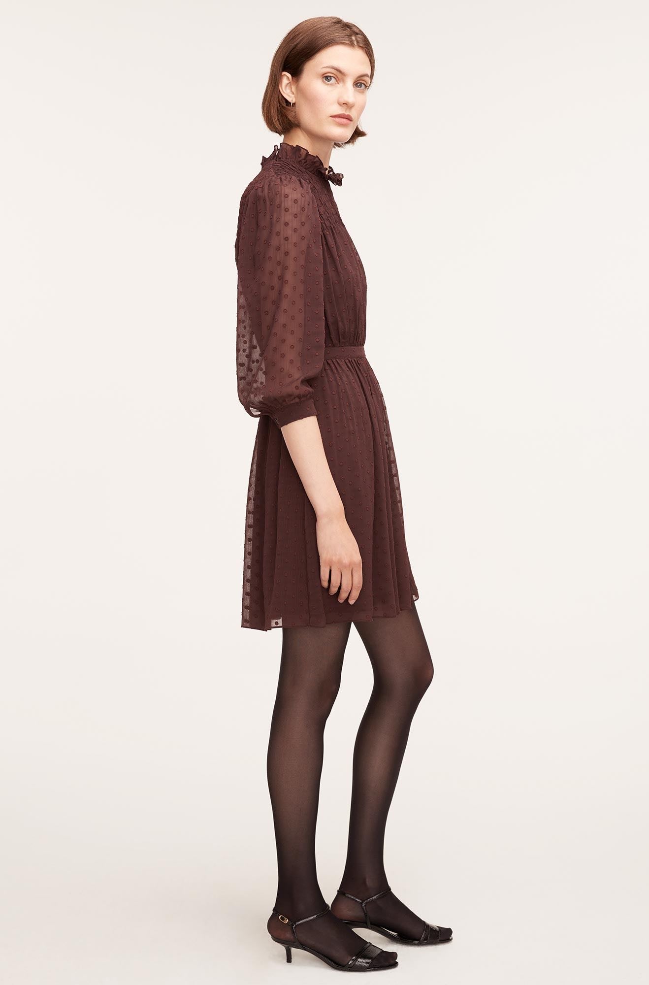 Rebecca Taylor Clip-Dot Shirt Dress in Port