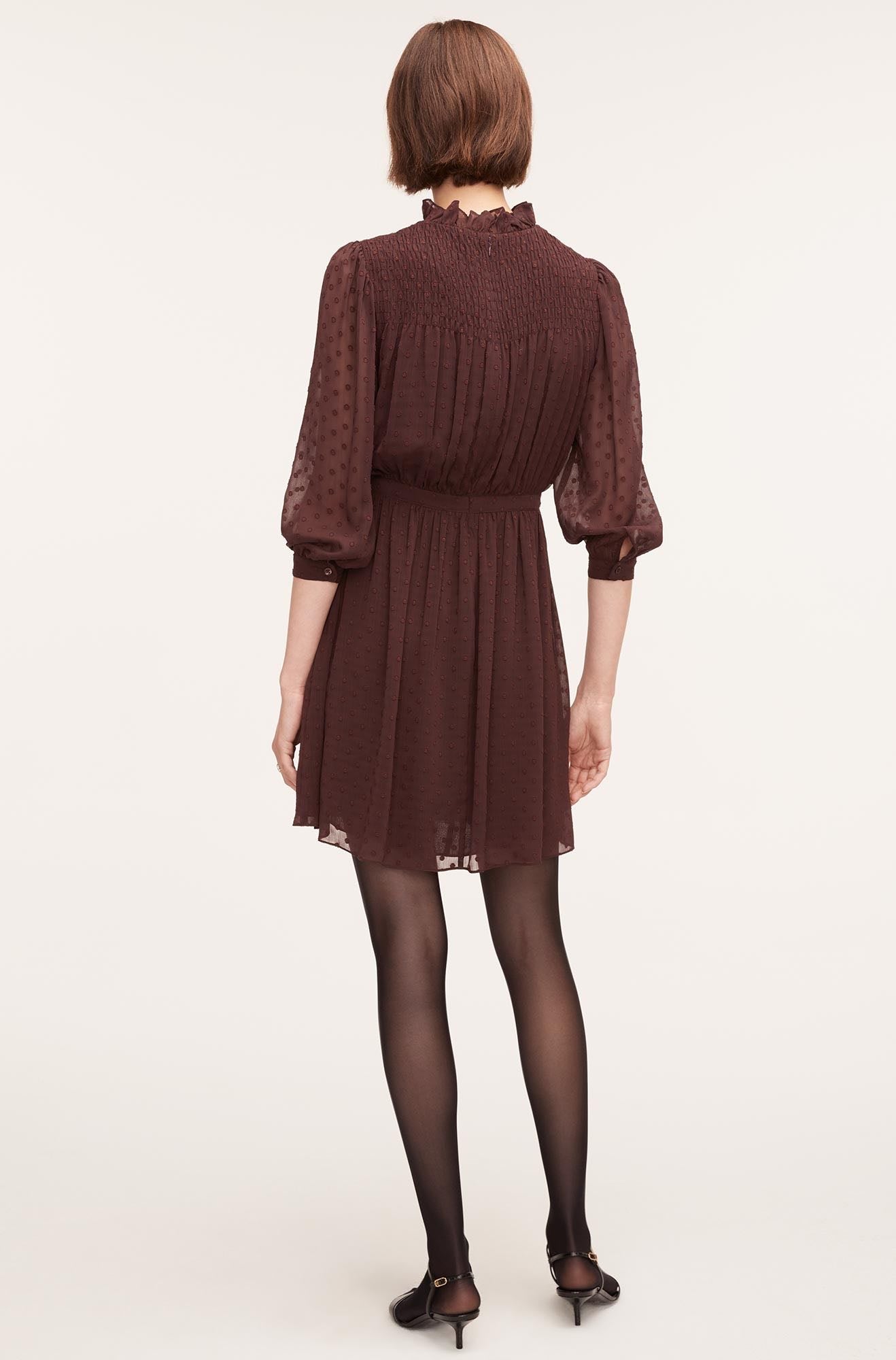 Rebecca Taylor Clip-Dot Shirt Dress in Port