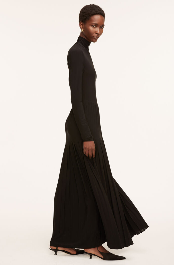 Pleated Knit Mock Neck Dress