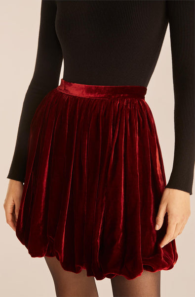 Cranberry Velveteen Mini Skirt - Rebecca Taylor
