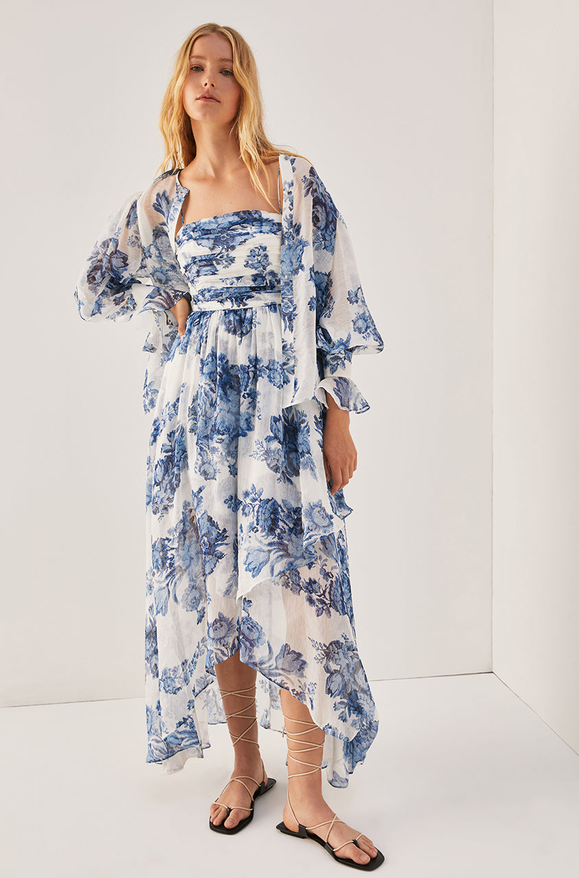 Rosarium Fleur Silk Linen Maxi Dress