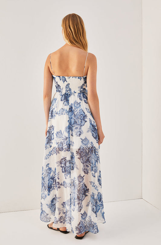 Rosarium Fleur Silk Linen Maxi Dress