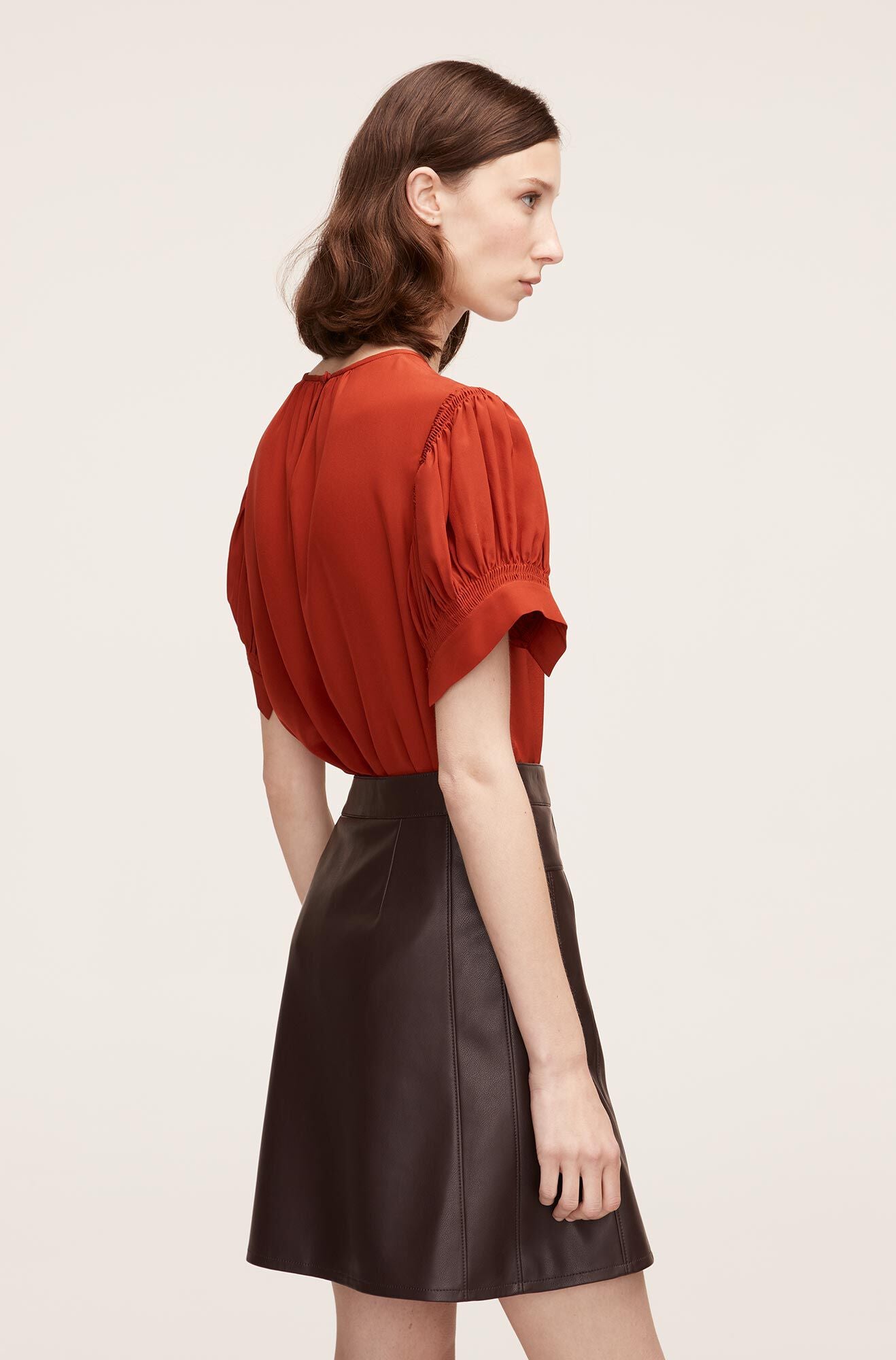 Rebecca Taylor Short Sleeve Cdc Blouse in Red Clay