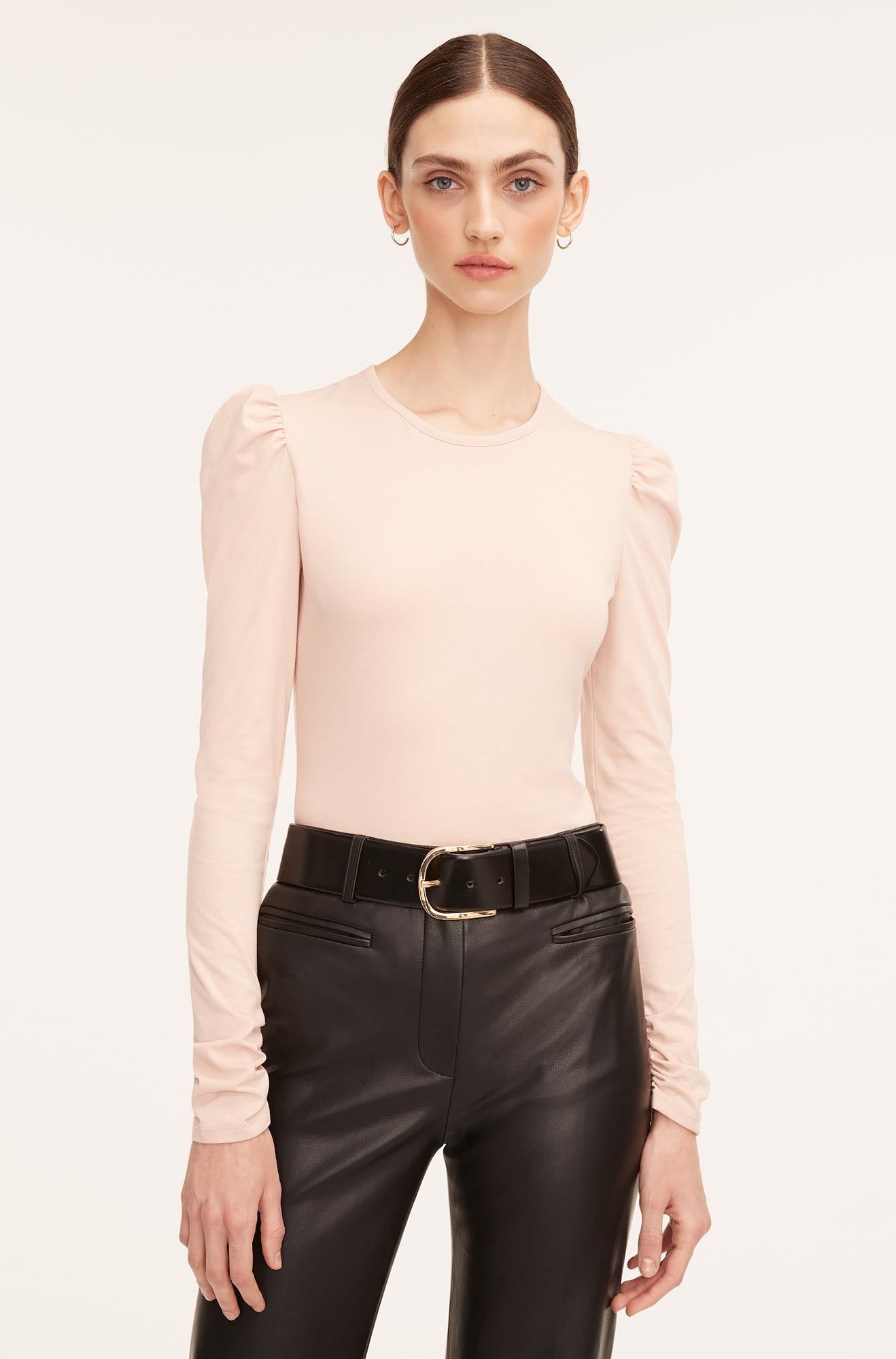 Rebecca Taylor Ruched Ls Top in Soft Blush