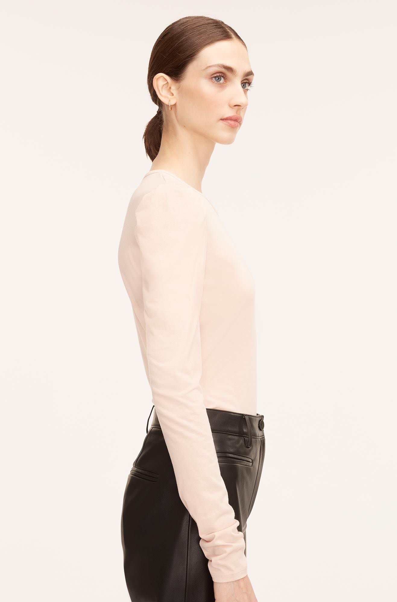 Rebecca Taylor Ruched Ls Top in Soft Blush