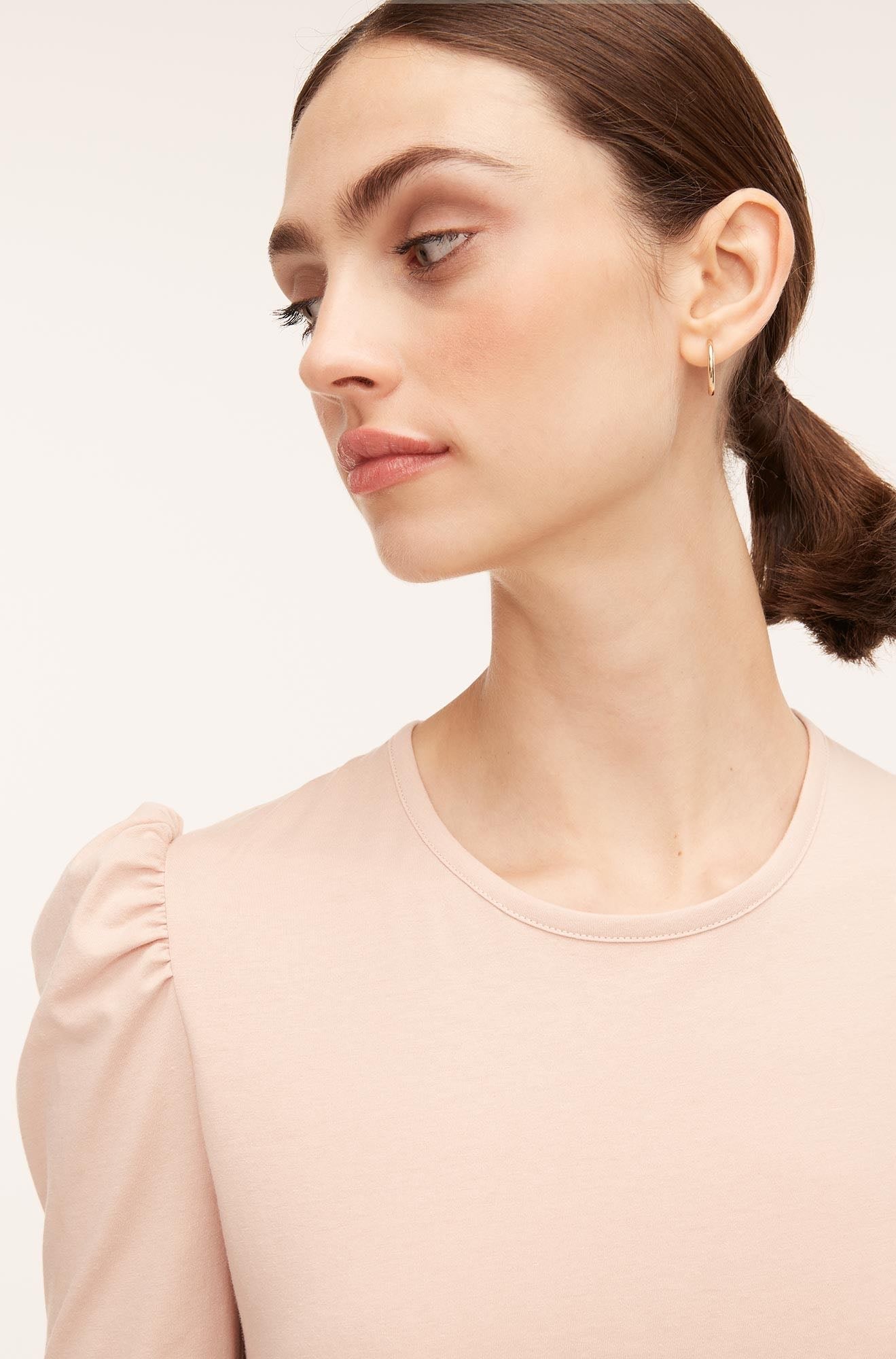 Rebecca Taylor Ruched Ls Top in Soft Blush