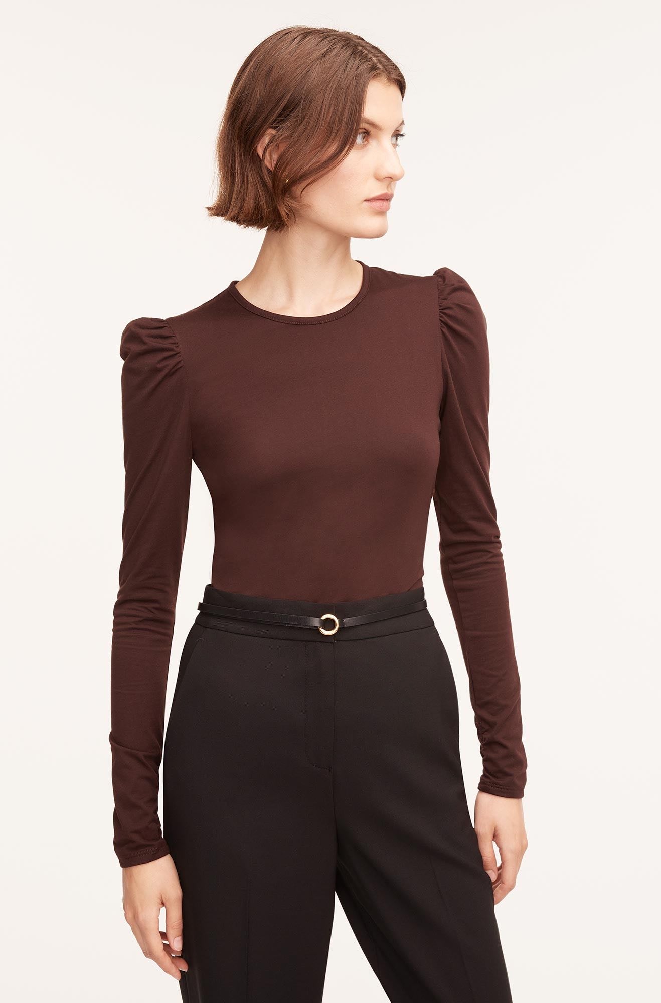 Rebecca Taylor Ruched Ls Top in Port