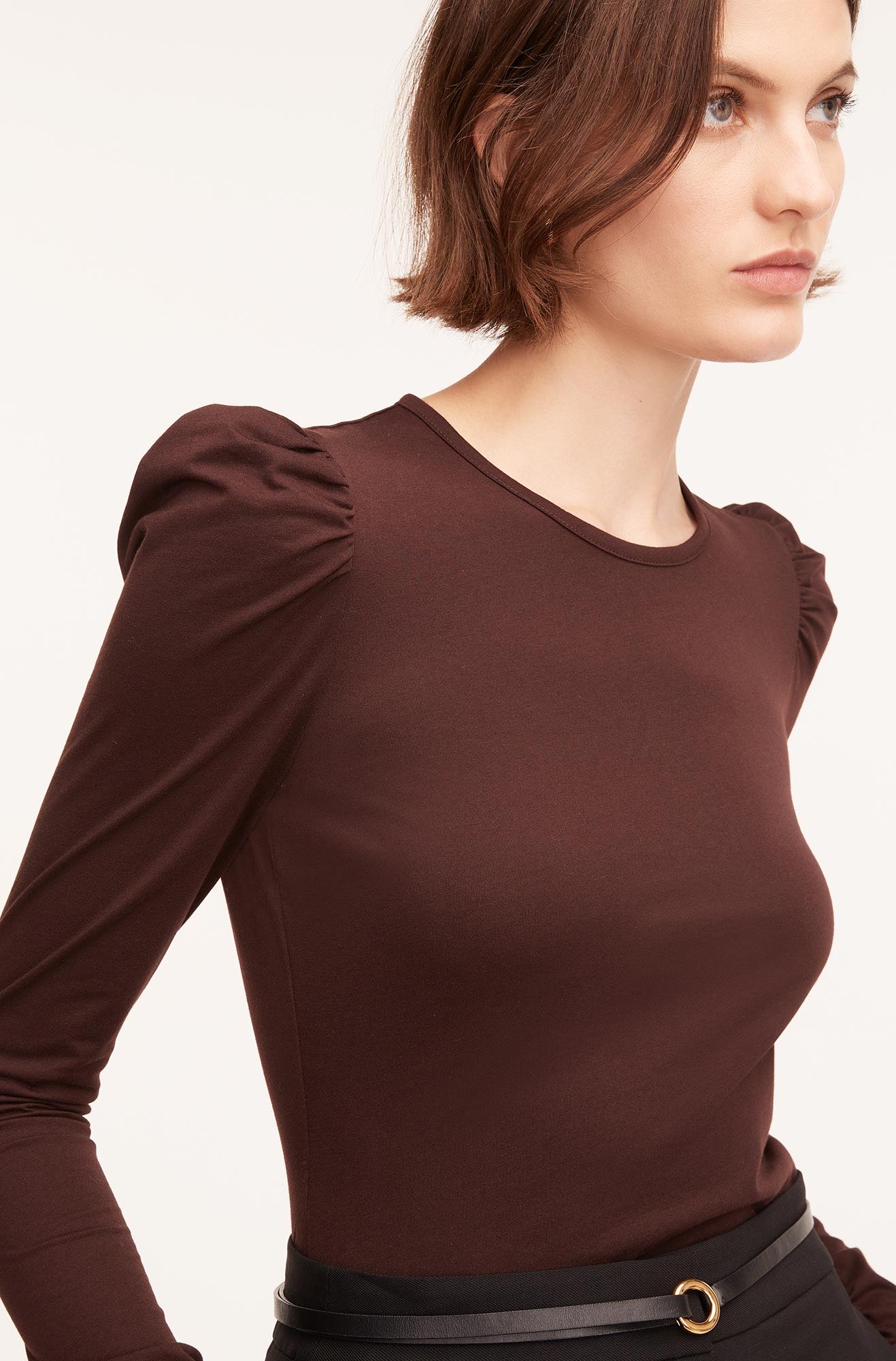 Rebecca Taylor Ruched Ls Top in Port