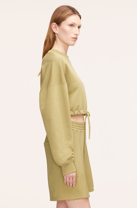 Cropped Terry Sweatshirt With Drawcord