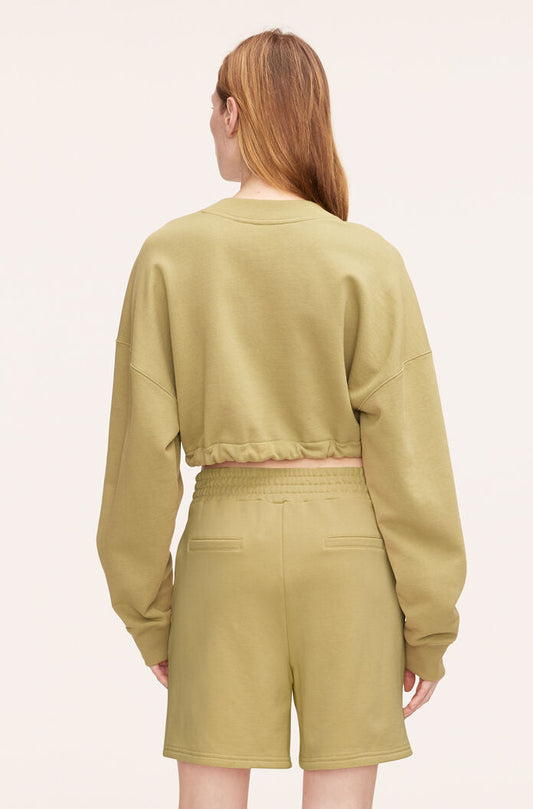 Cropped Terry Sweatshirt With Drawcord