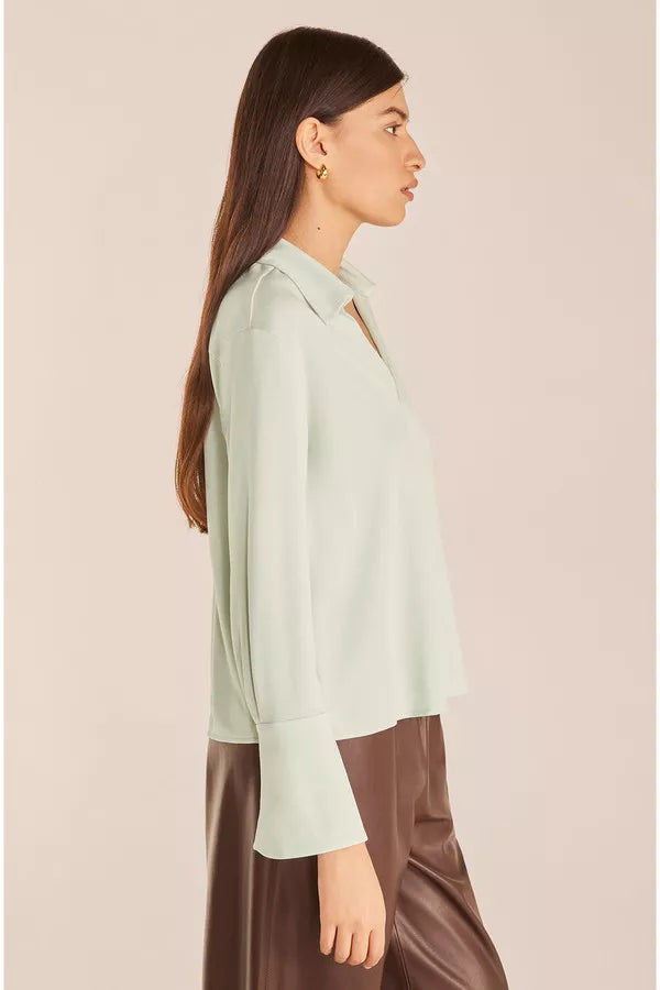 Rebecca Taylor Cupro Shirt in Aloe